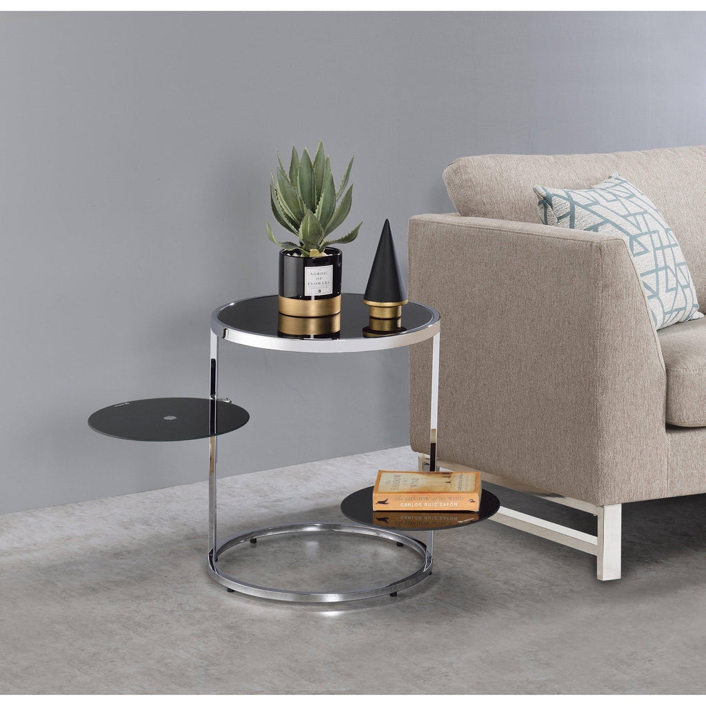 Black & Chrome Finish Side Table I8874
