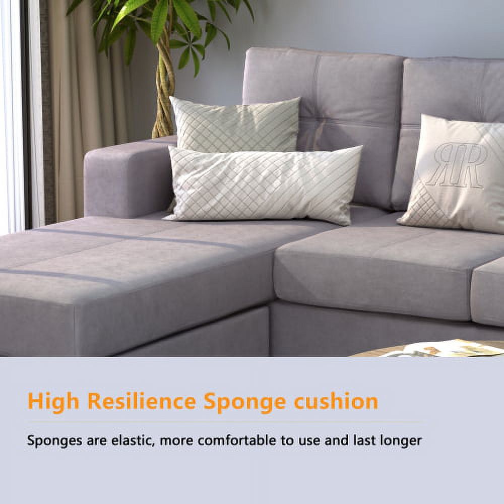 Grey L Shape Sectional Sofa with Reversible Chaise Lounge C638211