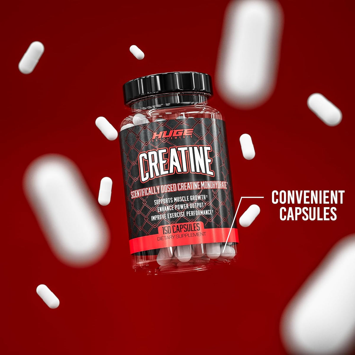 Creatine Monohydrate Pills, 5g Per Serving, 30 Servings F40508