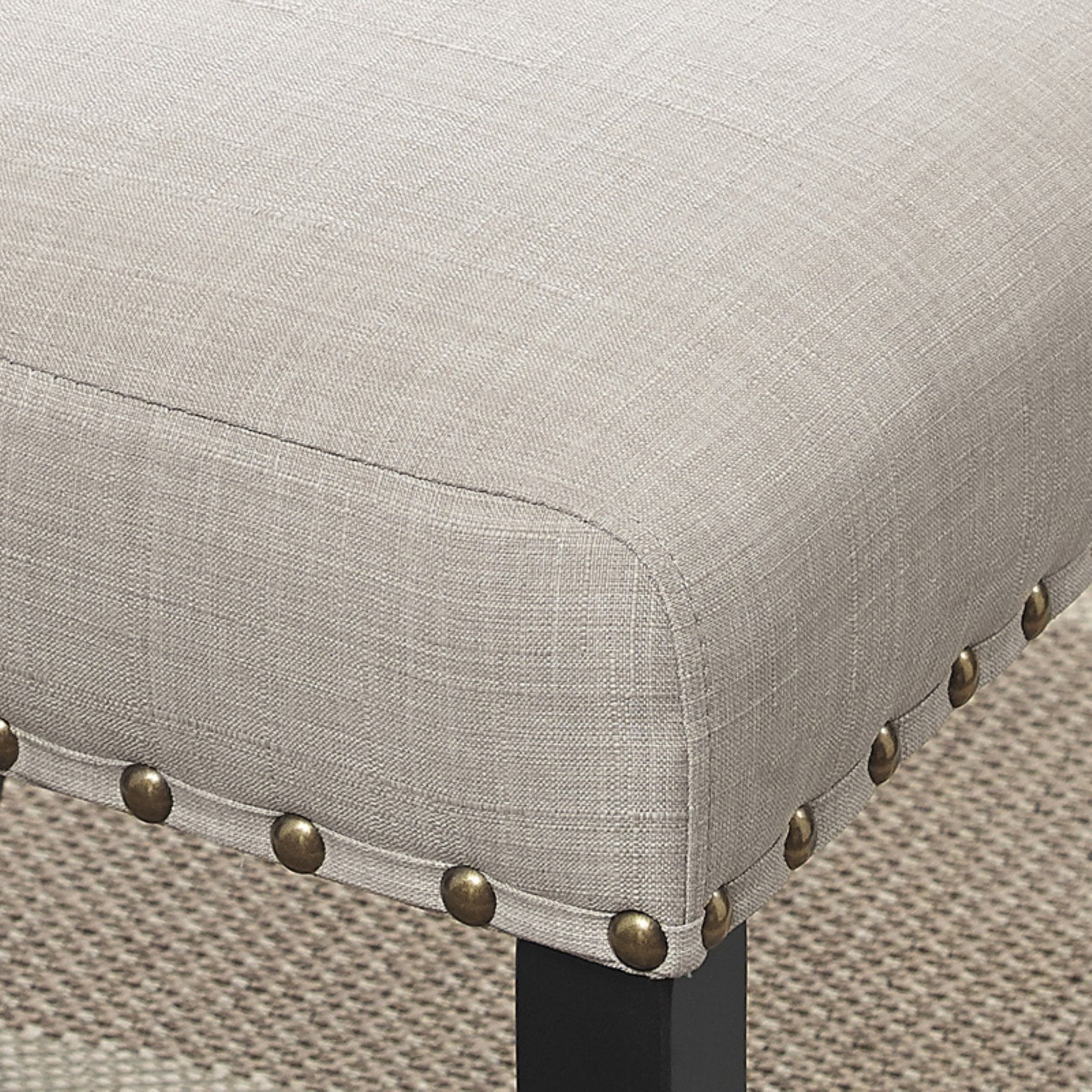 Gray Fabric Bar Stool with Nailhead Trim (Set of 2) D464