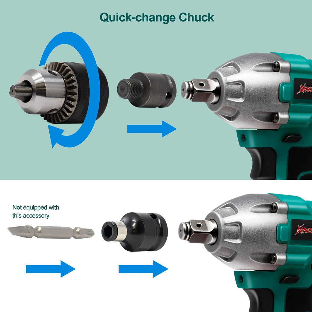 Cordless Impact Wrench, 1/2 Chuck, 3100RPM, 320 ft-lbs, 20V 2x3.0AH Battery Y1538