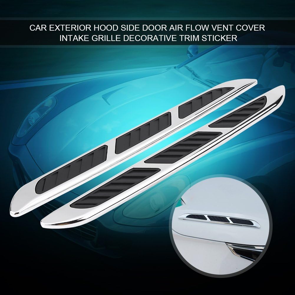 2pcs Car Hood Side Air Flow Vent Cover Grille Decorative Trim Sticker E696510