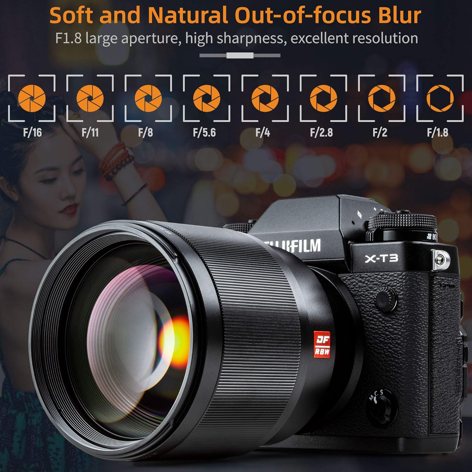 85mm f1.8 Mark II AF Portrait Fixed Focus Lens for Fuji X Mount Camera N109