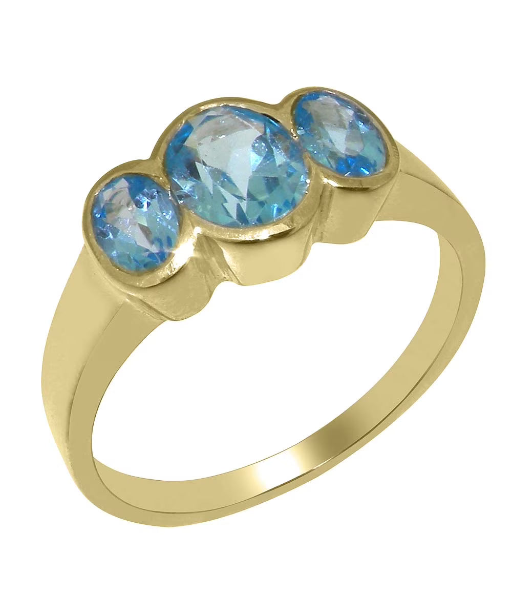 14k Yellow Gold Natural Blue Topaz Womens Ring M598