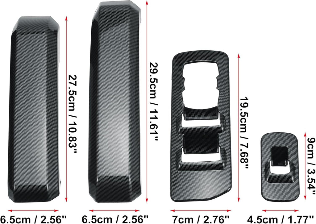 ABS Carbon Fiber Pattern Window Lift Trim Switch Panel Cover Black Pack of 2 I4145