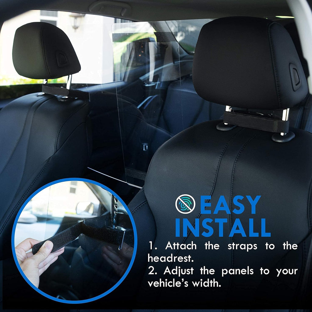 Adjustable Plexiglass Car Sneeze Guard Barrier with Microfiber Cloth W56216