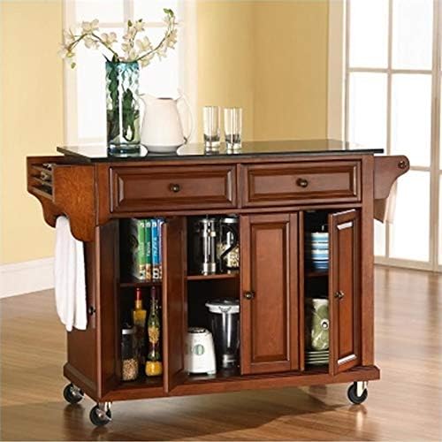Solid Black Granite Top Kitchen Cart B700