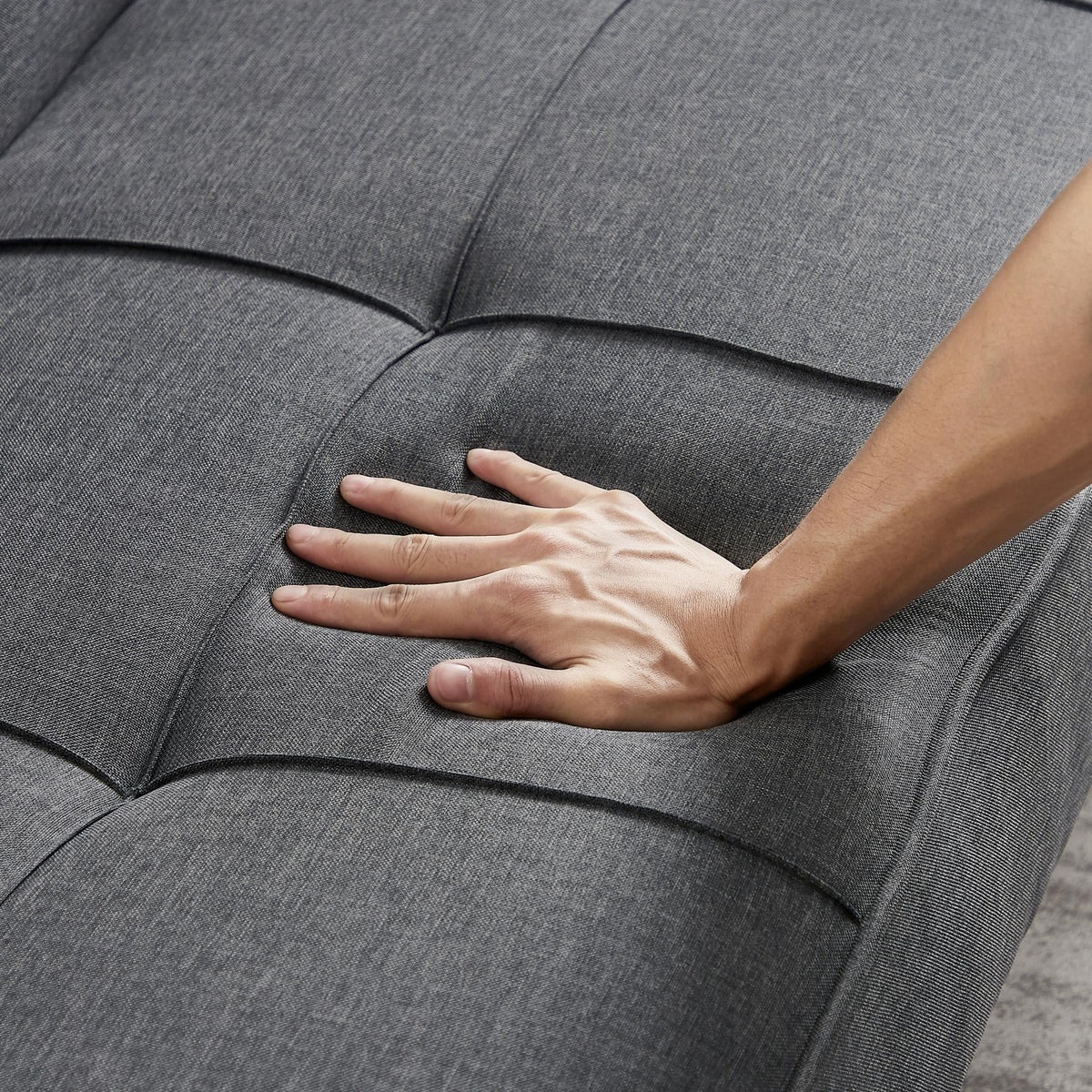 Grey Linen Convertible Sleeper Sofa with Removable Armrests G92465