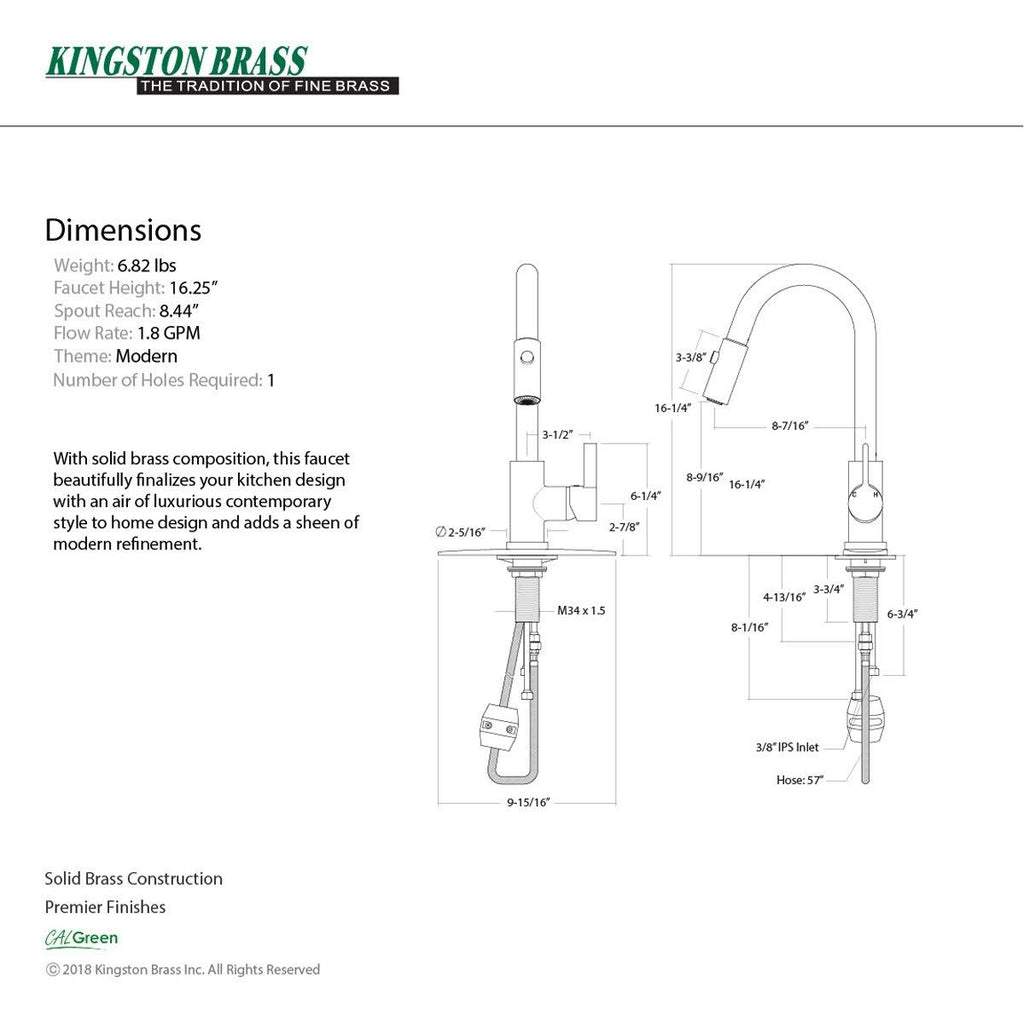 Brushed Nickel Single-Handle Pull-Down Kitchen Faucet H467891
