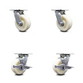 Nylon Swivel Caster Set of 4 with Brakes White Wheels Y96424