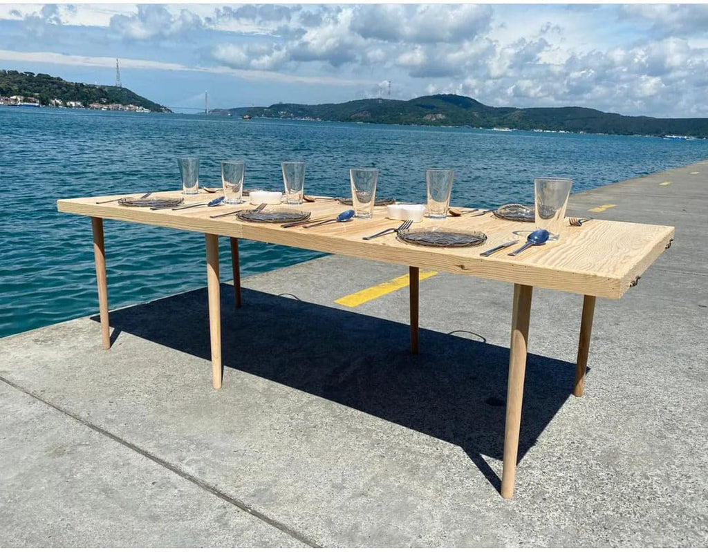 Natural Wood Low Foldable Picnic Table B3649