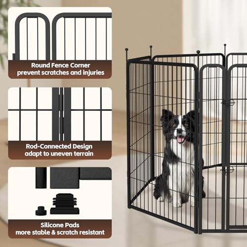 Heavy Duty Metal Dog Play Pen with Gate, 32" Height 8 Panels Z923