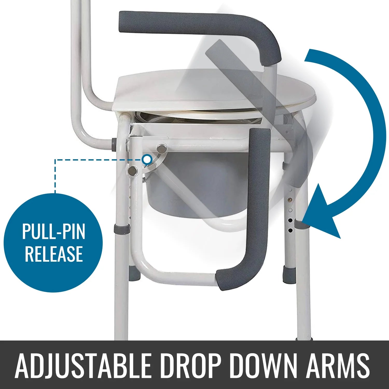 White Steel Portable Toilet with Drop Arm C4864