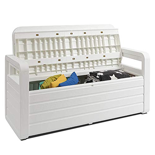 White 70 Gallon Lockable Box Chest Bench K84604