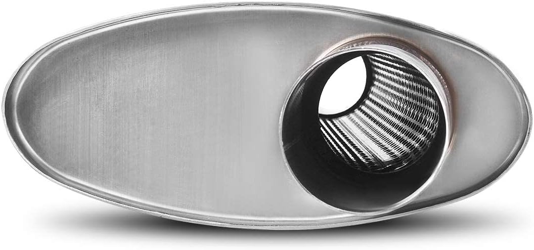 2.5" Inlet/Outlet Stainless Steel Welded Oval Muffler, 19" Overall Length, Pack of 2 H96976