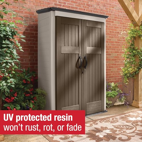 Beige/Brown 4 x 2.5 Ft Resin Outdoor Storage Shed M13178