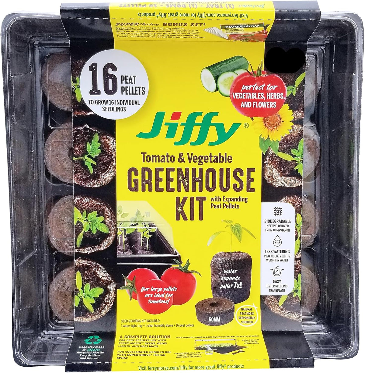 50mm Seed Starting Greenhouse Kit with 16 Peat Pellets I751