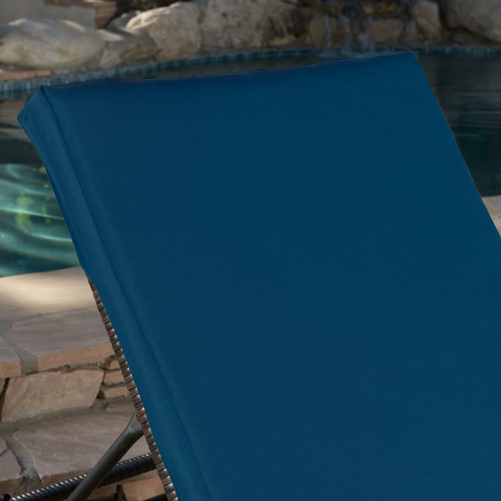 Blue Water Resistant Chaise Lounge Cushion, Set of 2 S102938