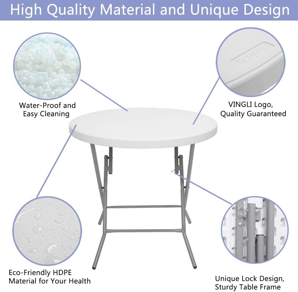 White Granite 32 Round Folding Plastic Table D309141