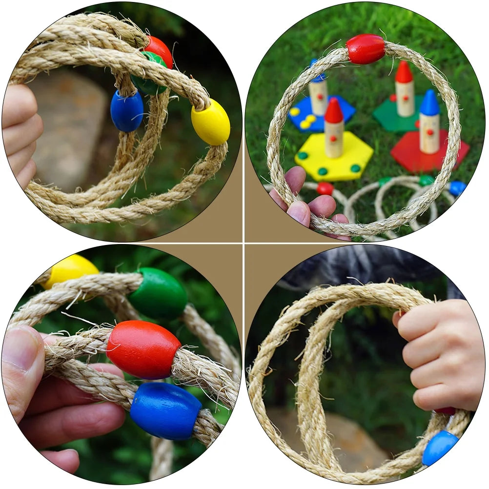 Natural Rope Ring Toss Wooden Toy Beach Toys S676