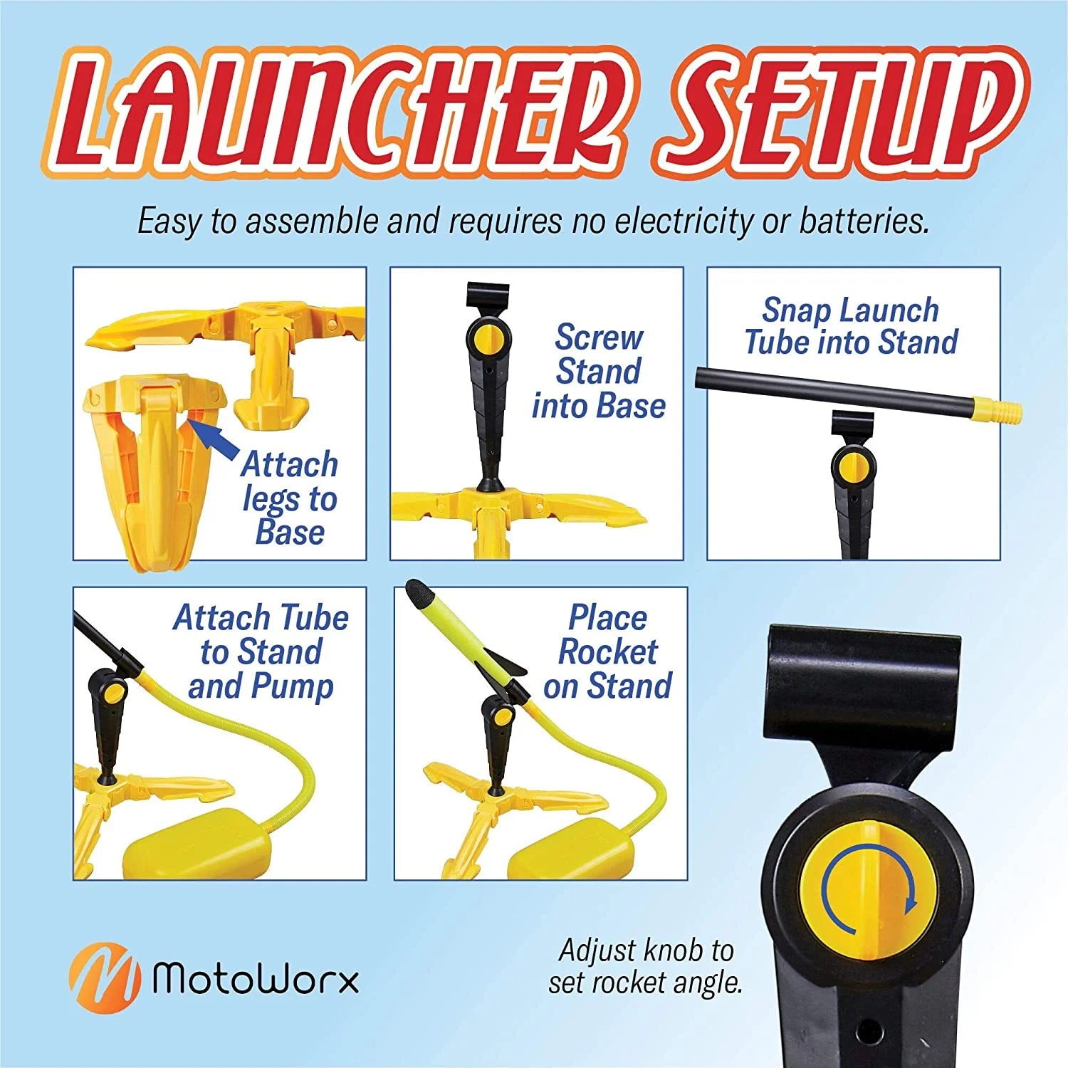 6 Colorful Foam Rockets Toy Rocket Launcher with Sturdy Launcher Stand W307699
