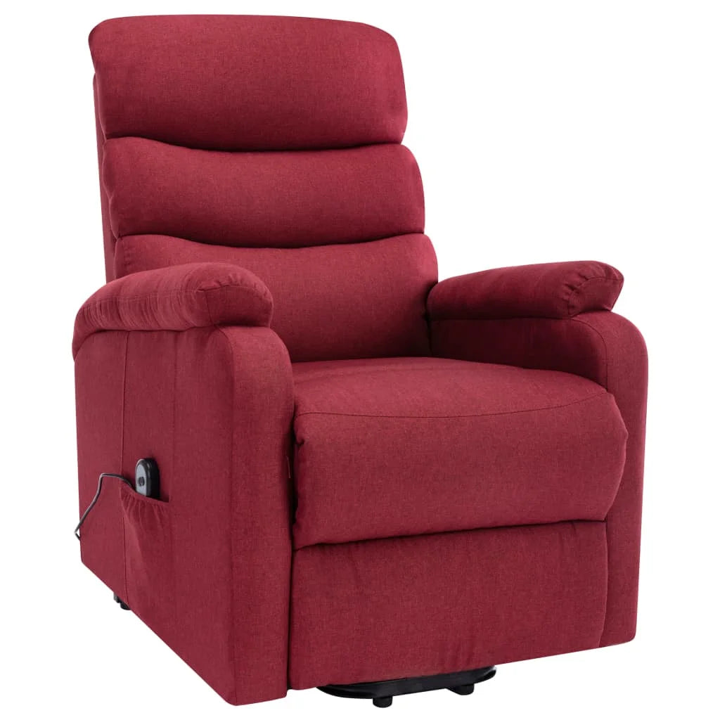 Wine Red Fabric Power Lift Massage Recliner W533735