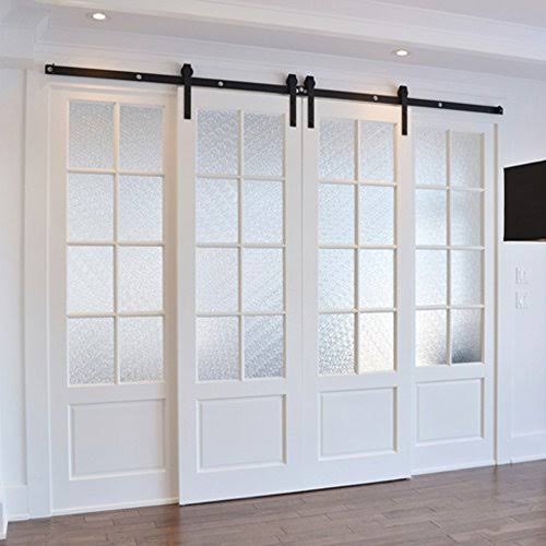 Sliding Barn Door Hardware Kit for Double Doors Black Surface 60 2 Doors Track Q808435
