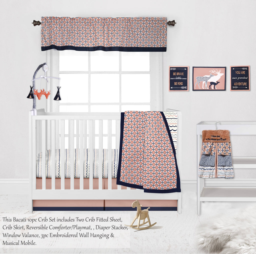 10-Piece 100% Cotton Percale Crib Bedding Set with 2 Crib Fitted Sheets P671896
