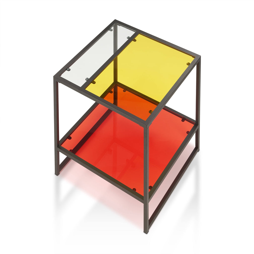 Multi-Color Glass Top End Table S338191