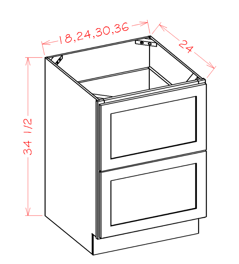 Grey 2 Drawers Base Cabinet High-Density Fiberboard X57228