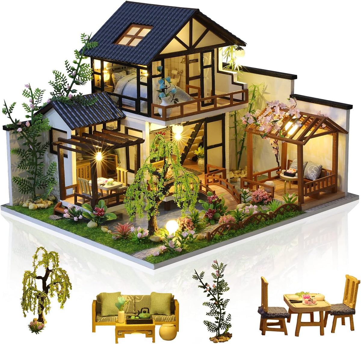 DIY Miniature Dollhouse Kit 1:24 Scale with Music and Dust Proof G88664