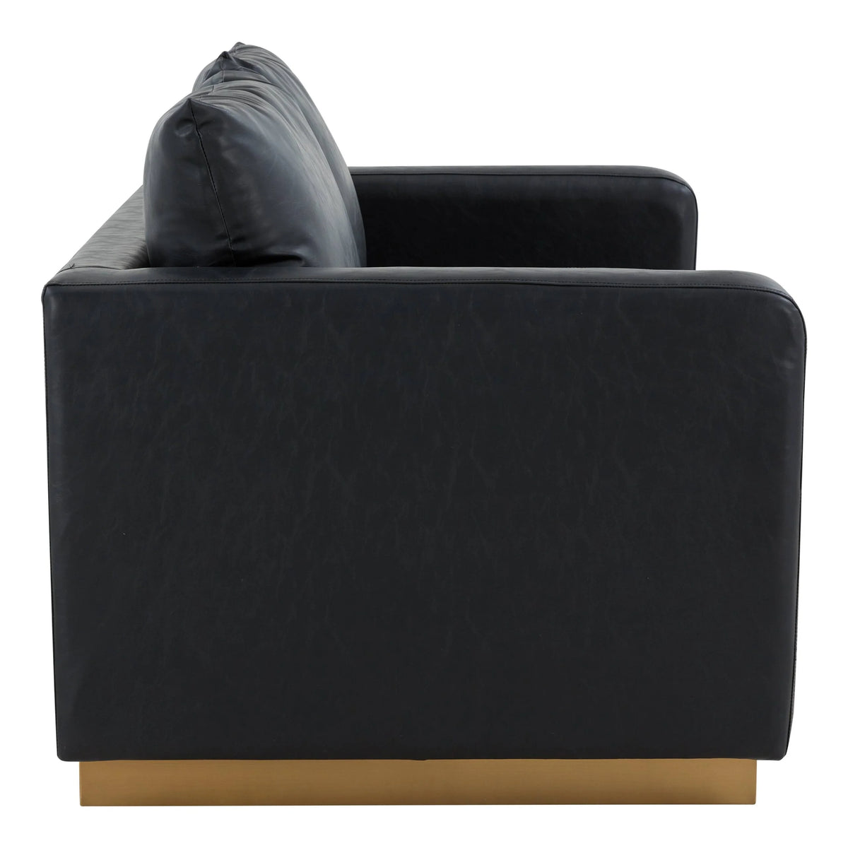 Beige Leather Loveseat with Gold Frame Y44108