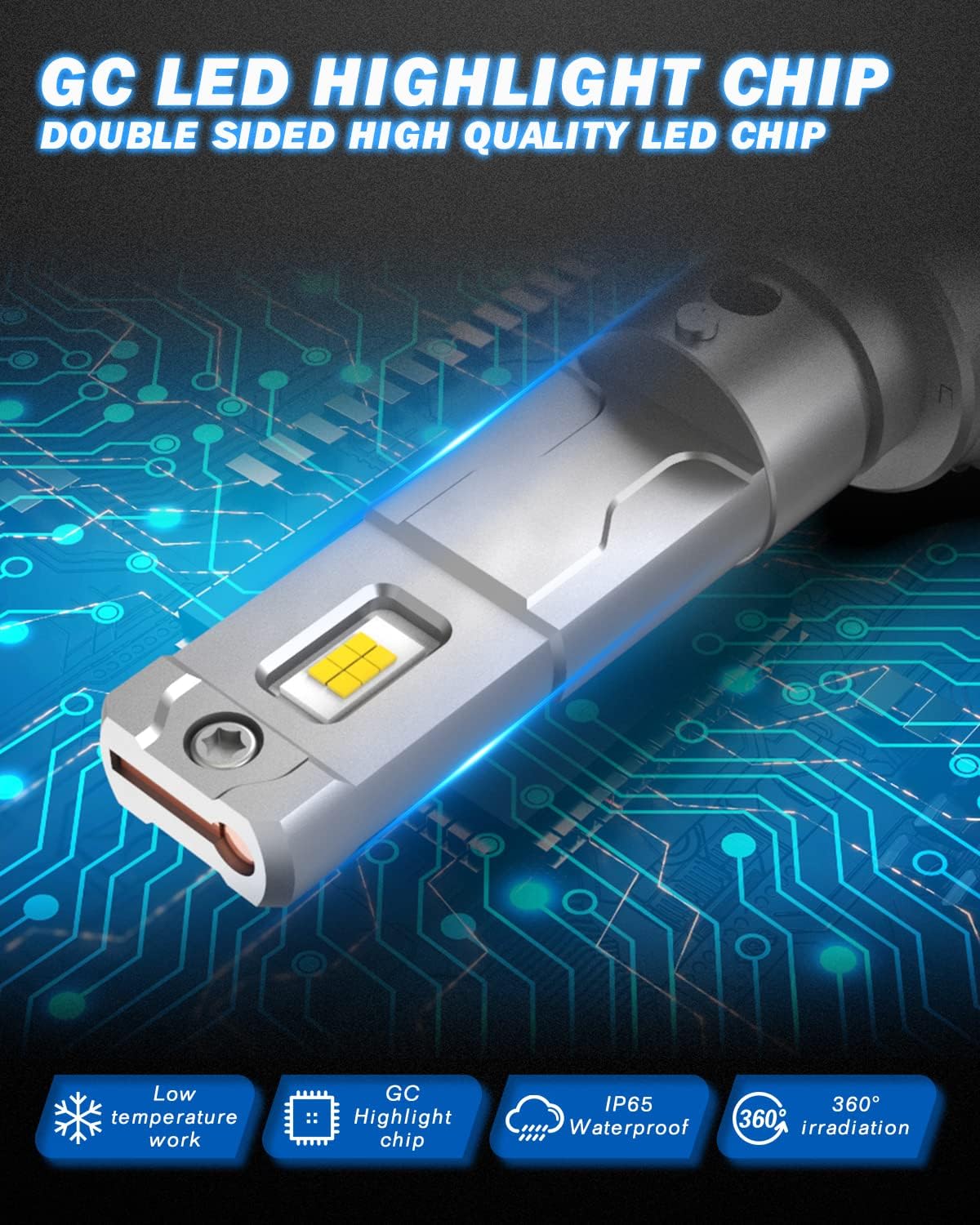 H4 LED Headlight Bulbs 9003 HB2 Hi/Lo Beam Conversion Kit 6000K-6500K Xenon White IP65 Waterproof Pack of 2 W421374