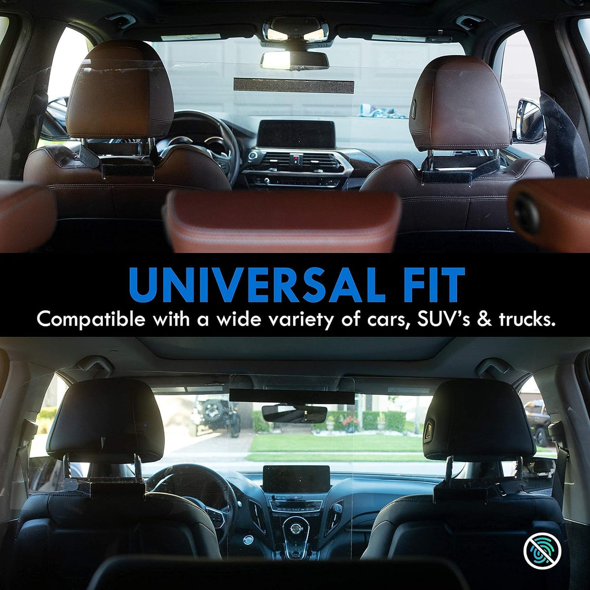 Adjustable Plexiglass Car Sneeze Guard Barrier with Microfiber Cloth W56216