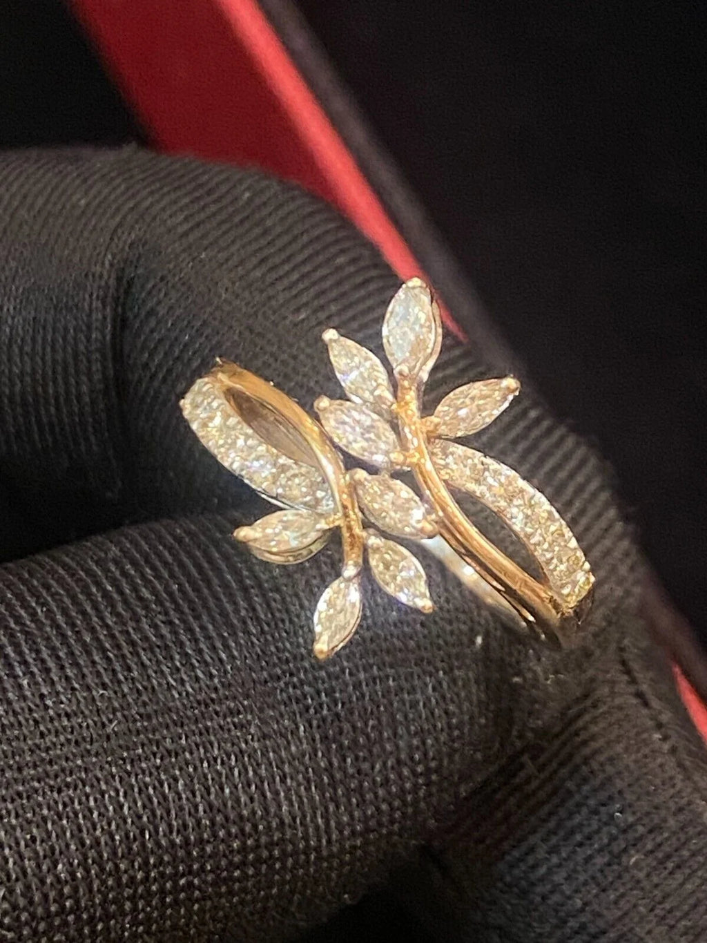 14K Two-Tone Gold Diamond Flower Petals Wedding Ring J725735