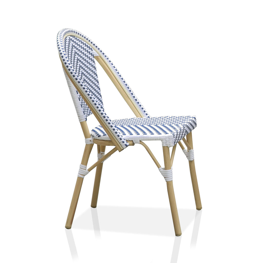 Natural Tone Patio Bistro Chairs (Set of 2) - Blue & White J5981