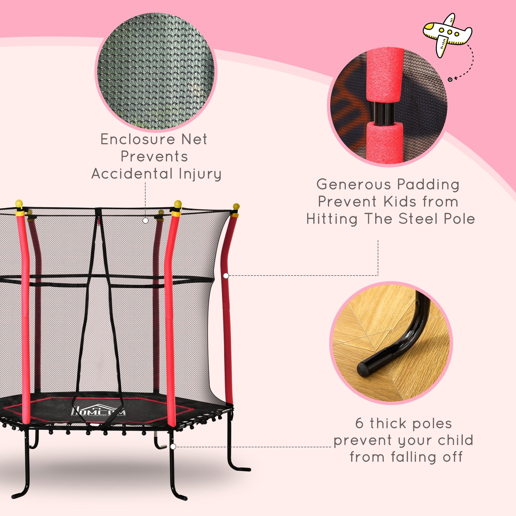 Red Kids Trampoline with Net B430610