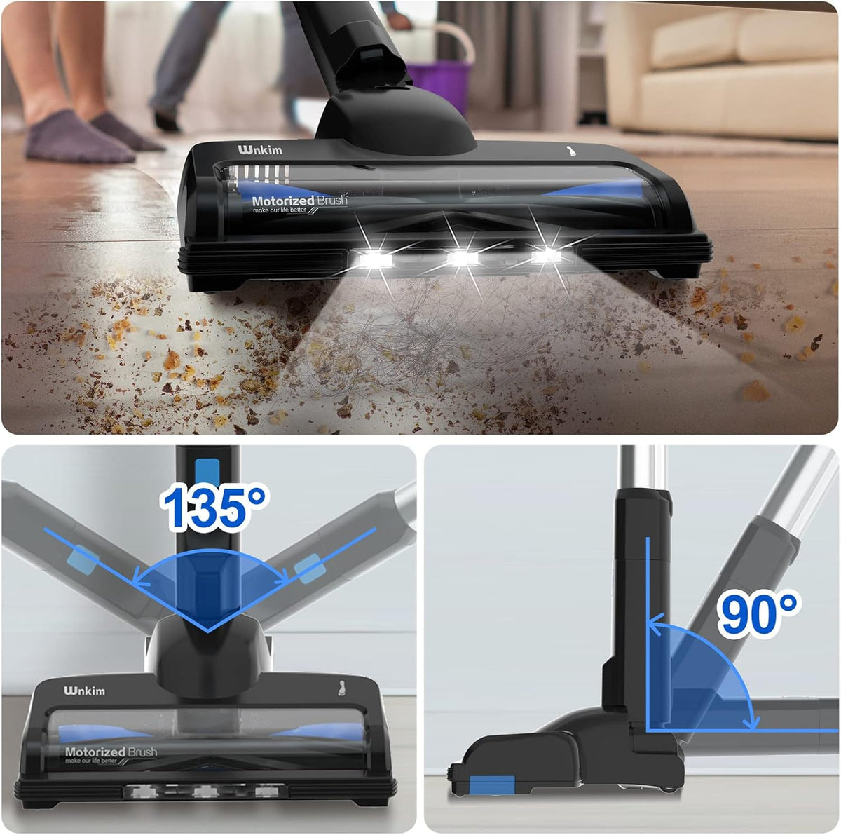 Cordless Stick Vacuum Cleaner with 23Kpa 200W Brushless Motor, 3 Suction Mode, 2200mAh Rechargeable Battery, 6-in-1 Lightweight O21909