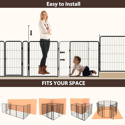 Heavy Duty Metal Dog Play Pen with Gate, 32" Height 8 Panels Z923