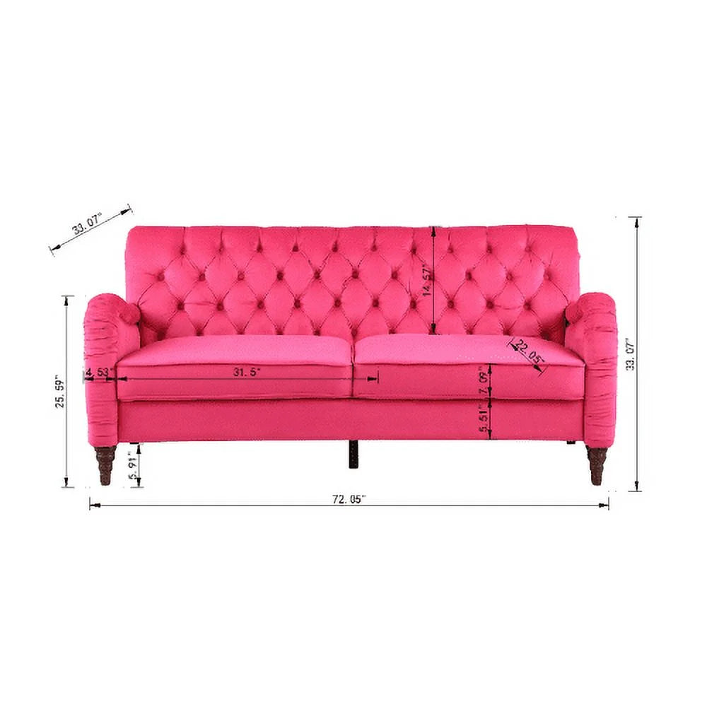 rose red 3 seater Chesterfield sofa F1934