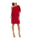 Red Embellished Ruffled Elbow Sleeve Shift Dress 14 R892