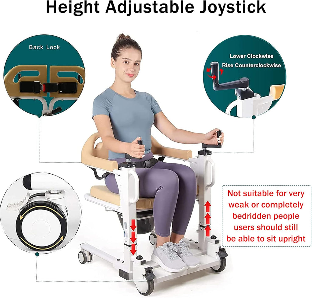 Patient Lift Wheelchair with 180 Split Seat, Bedside Commode D929637