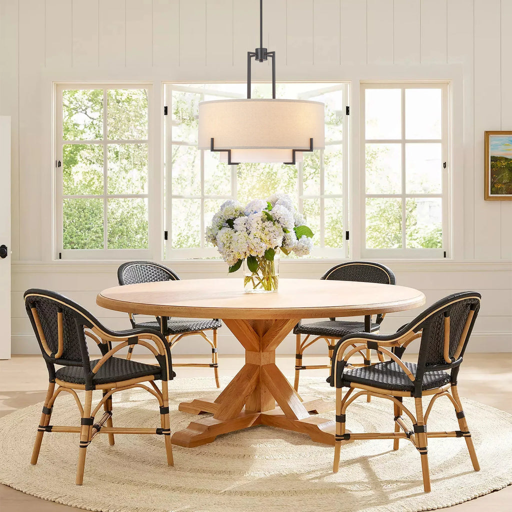 4-Light Dimmable Fabric Drum Shaded Chandelier H3391