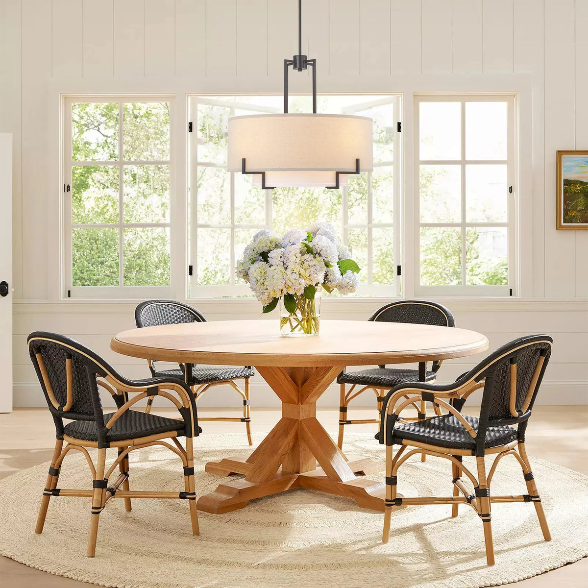 4-Light Dimmable Fabric Drum Shaded Chandelier H3391