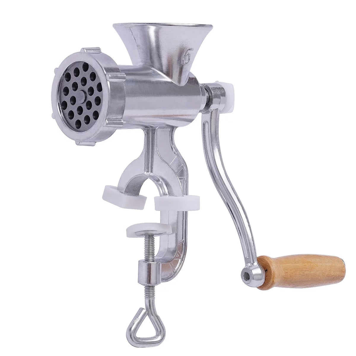 Manual Meat Grinder Aluminum Alloy Food Mincer Sausage Filler Hand Crank Meat Mincer Mixer with Tabletop Clamp V8655
