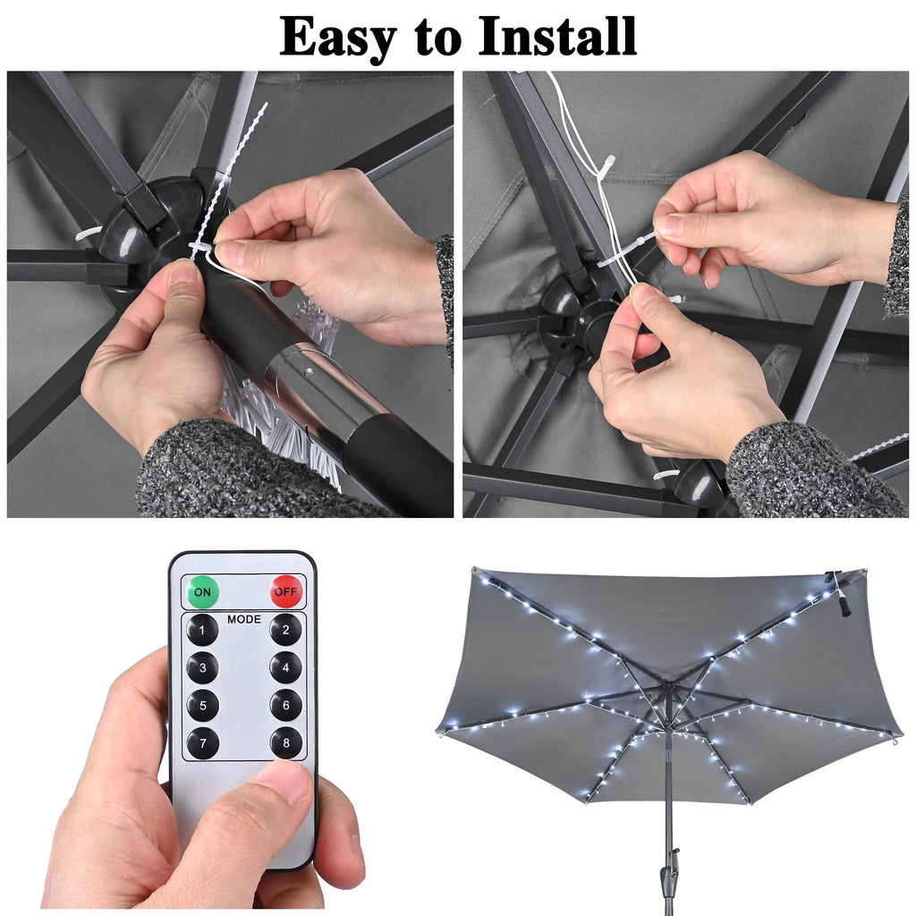 96 LED Cold White Solar String Light for Patio Umbrella O22323