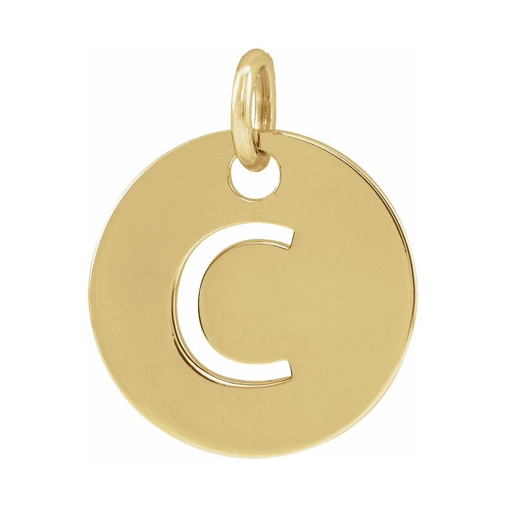 14k Yellow Gold Initial Disc Pendant Necklace Y898177