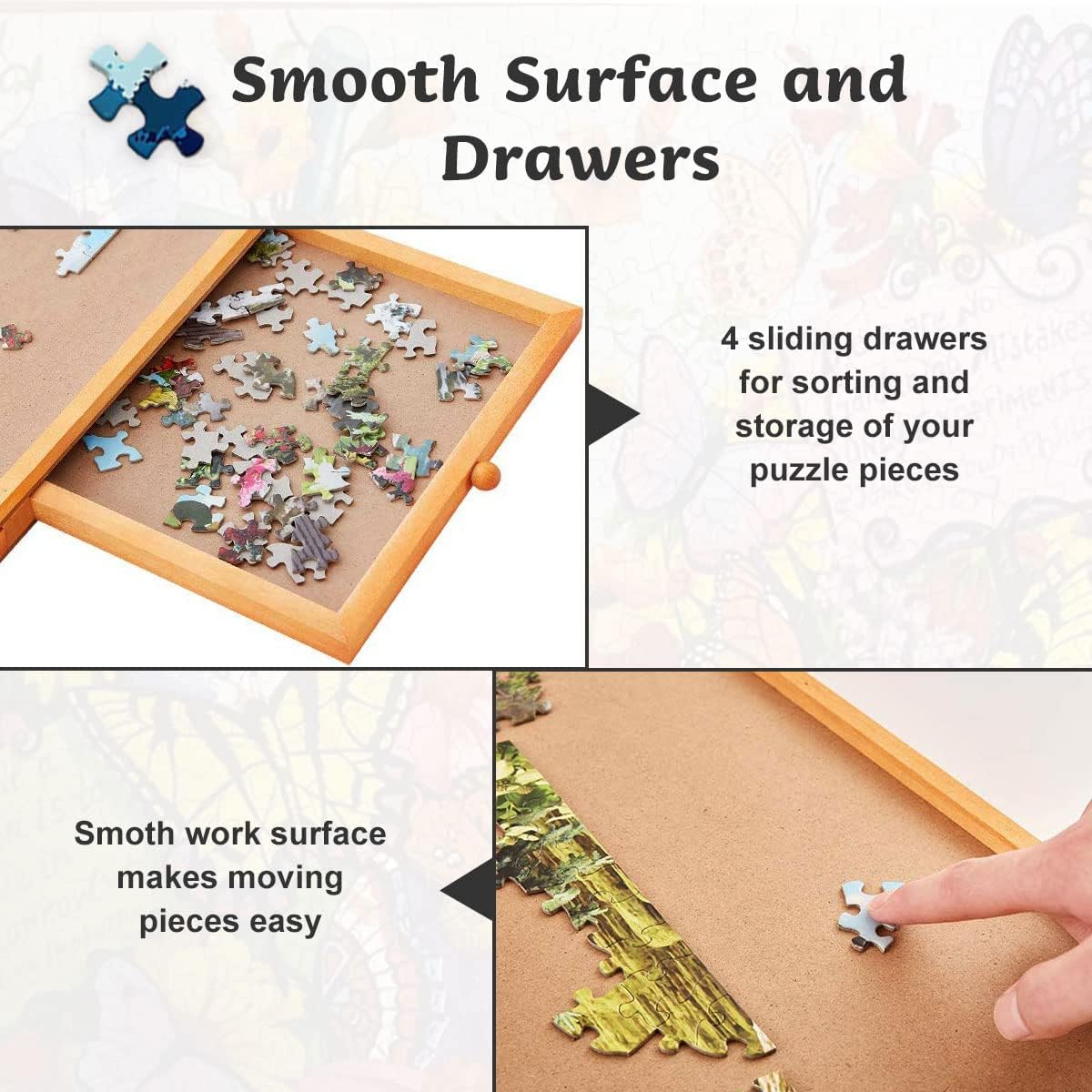 1500 Piece Puzzle Board with 4 Storage Drawers N932604