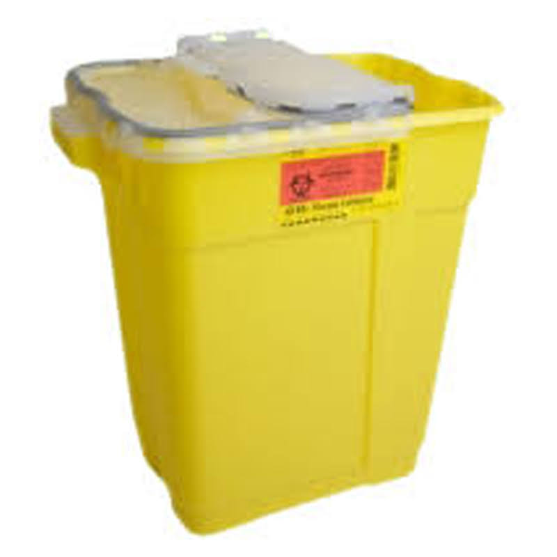 17 Gal Yellow Hinged Top Gasketed Sharps Collector H157030