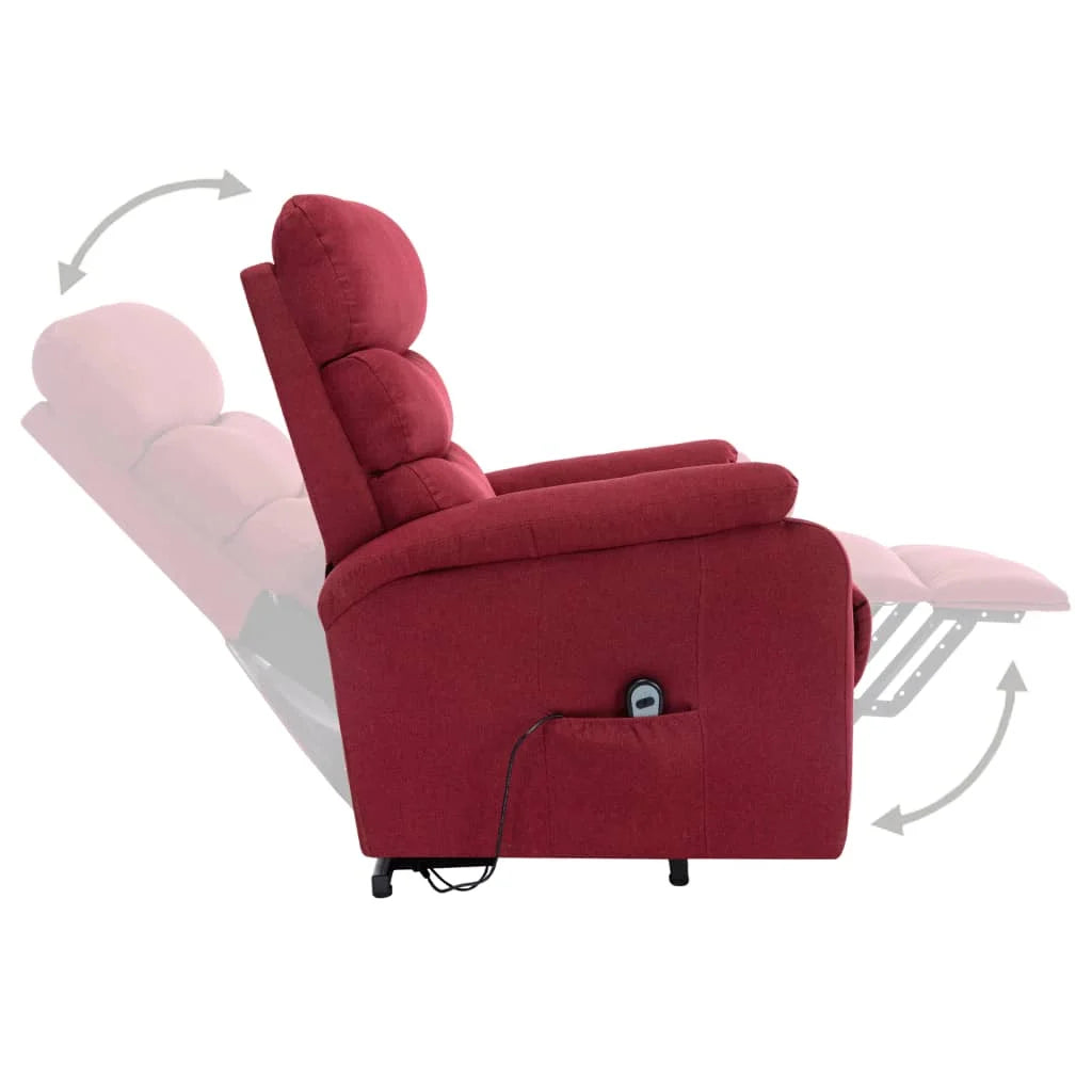 Wine Red Fabric Power Lift Massage Recliner W533735